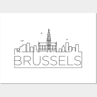 Brussels Minimal Skyline Posters and Art